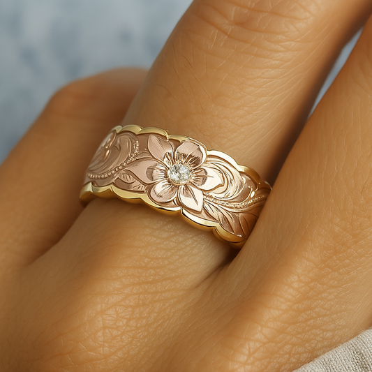 Anillo Vintage de Oro con Flor de Rosa