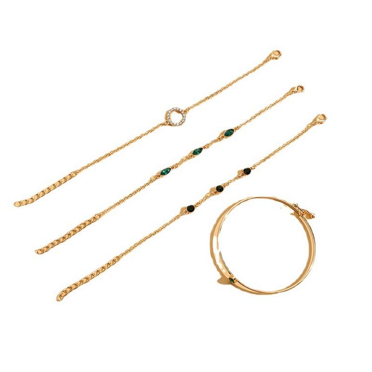 Conjunto de Pulseras Esmeralda | Oro
