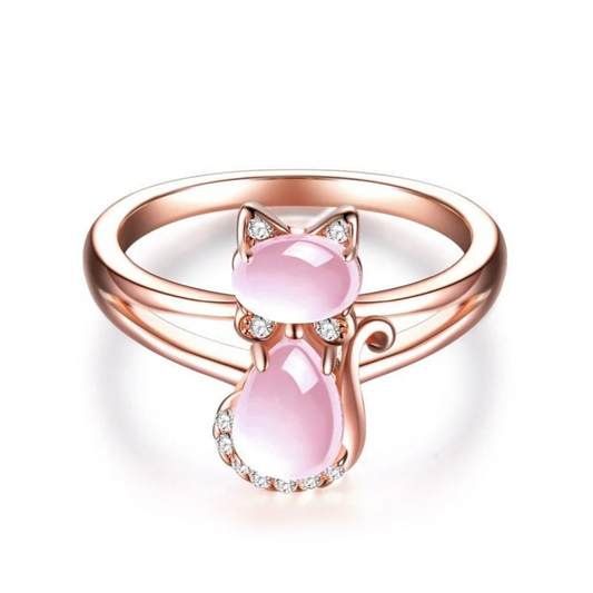 Anillo de gato en oro rosa