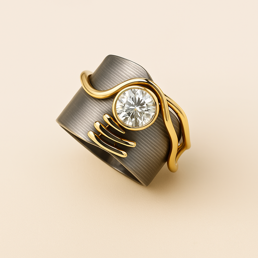 Anillo Vintage de Plata Oscura con Circonia