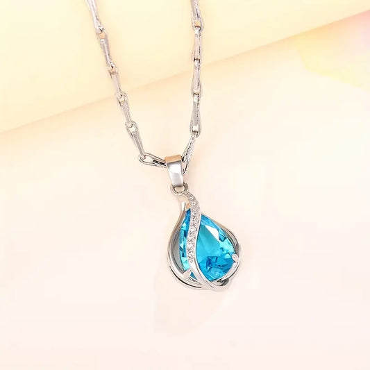 Collar de Zafiro Celeste | Oro Blanco