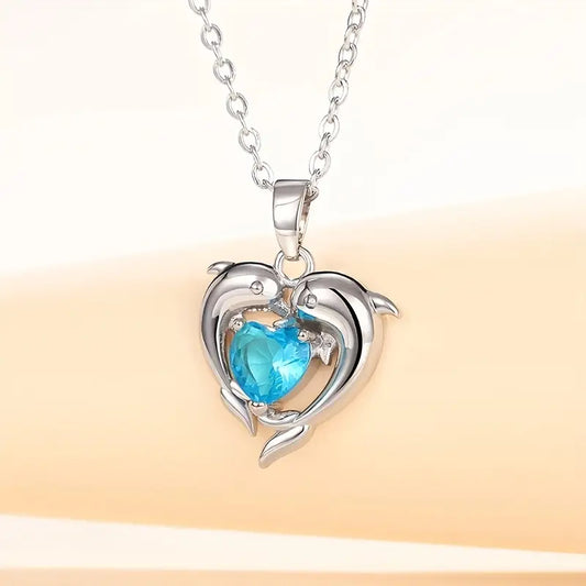 Collar Corazón Oceánico | Oro Blanco