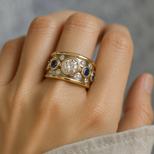 Anillo Vintage de Oro Incrustado con Circonia