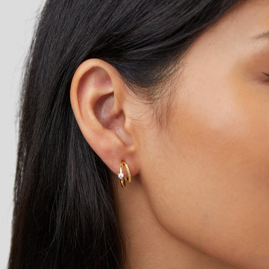 Aros Dorados con Cristales en Capas