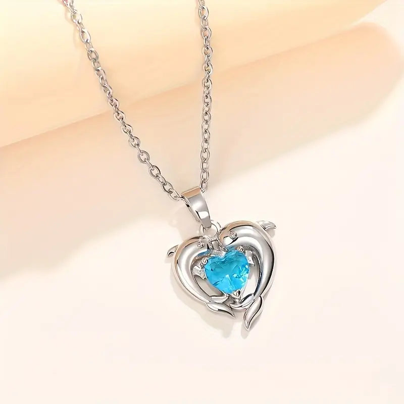 Collar Corazón Oceánico | Oro Blanco