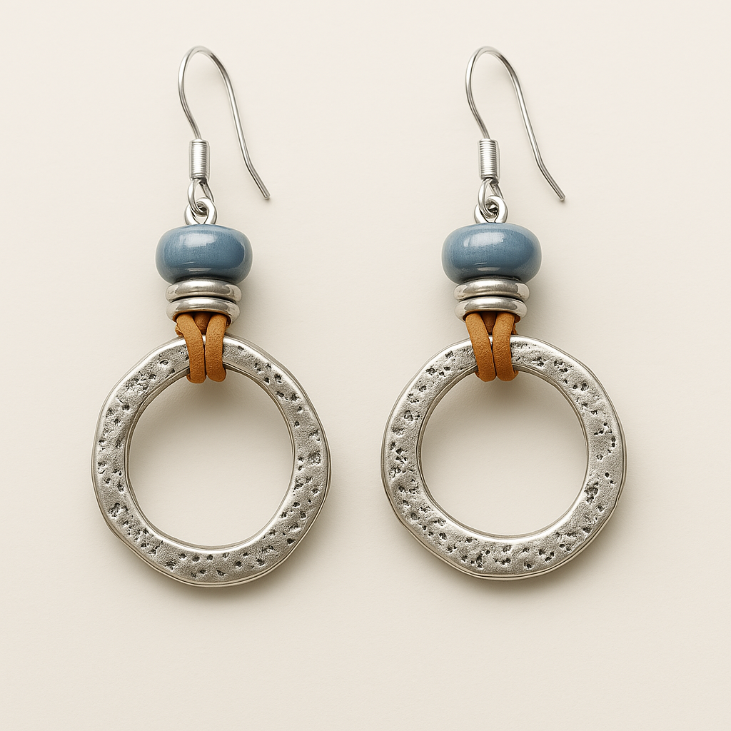 Aretes Vintage Boho de Círculo Plateado