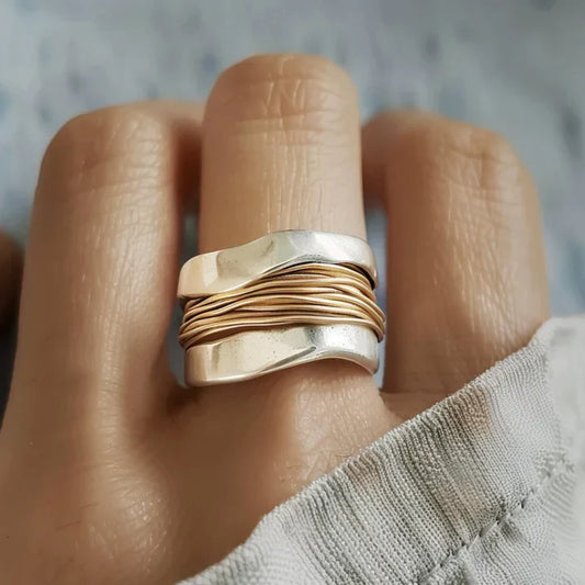 Anillo Hilo en Oro Vintage Plateado