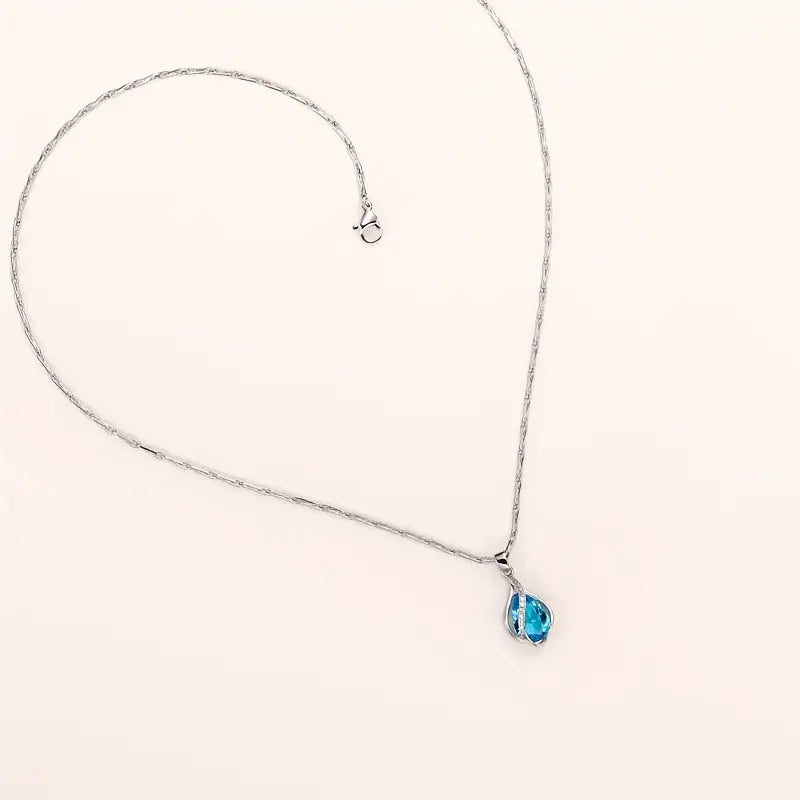 Collar de Zafiro Celeste | Oro Blanco