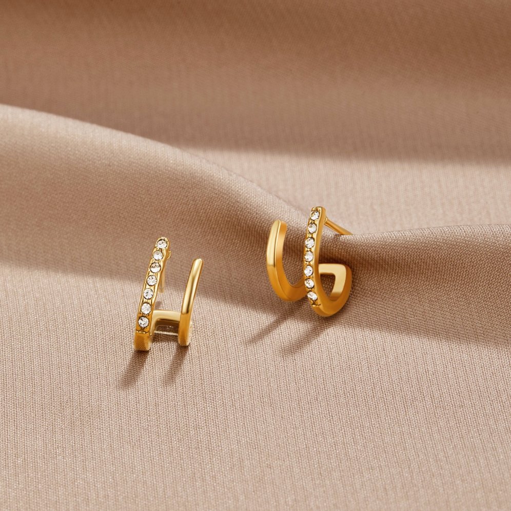 Aros Garra de Oro 18K y Cristal