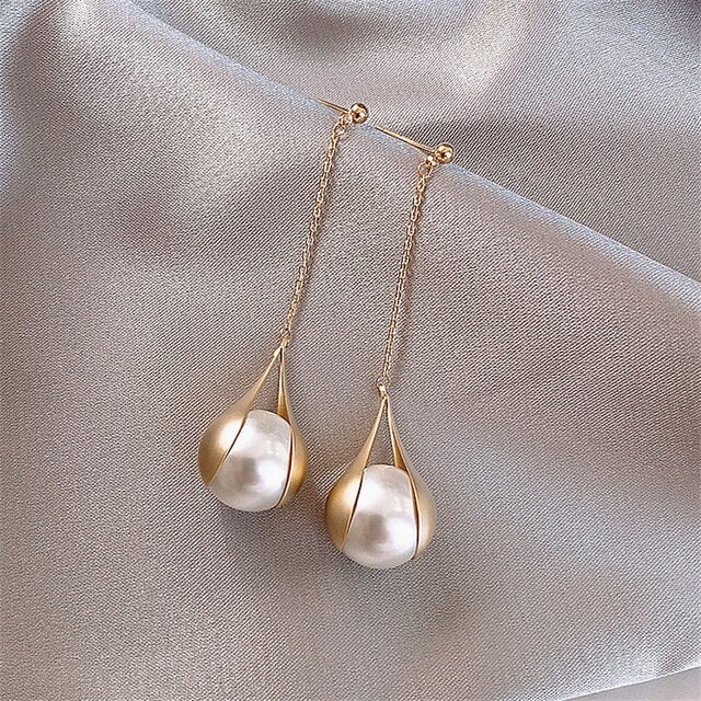 Pendientes con Colgante de Perla en Oro