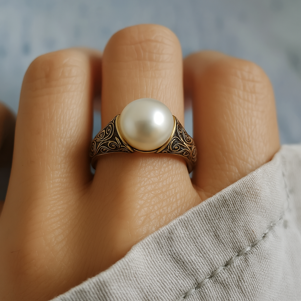Anillo Vintage de Oro con Perla