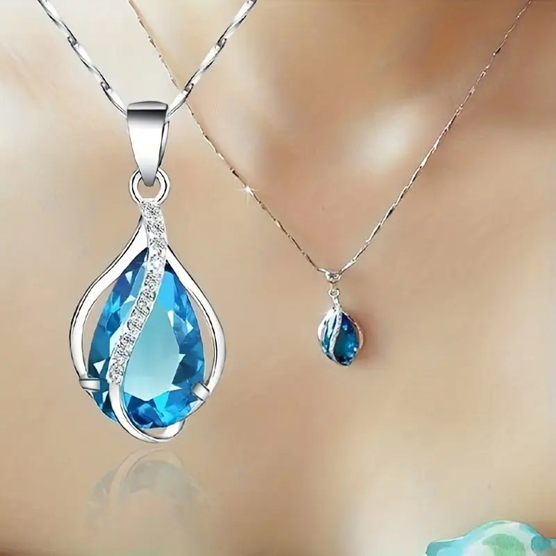 Collar de Zafiro Celeste | Oro Blanco