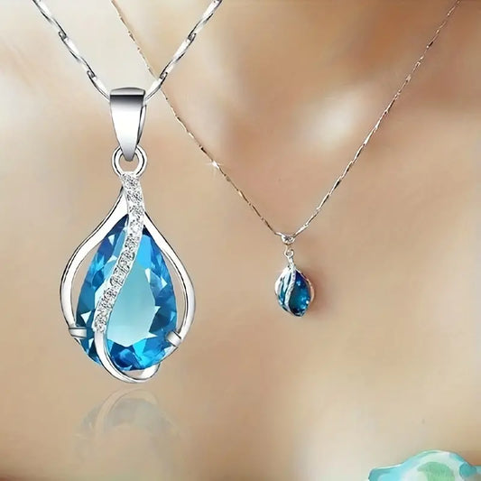 Collar de Zafiro Celeste | Oro Blanco