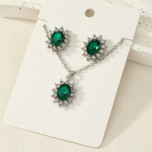Conjunto de Joyería Esmeralda | Plata