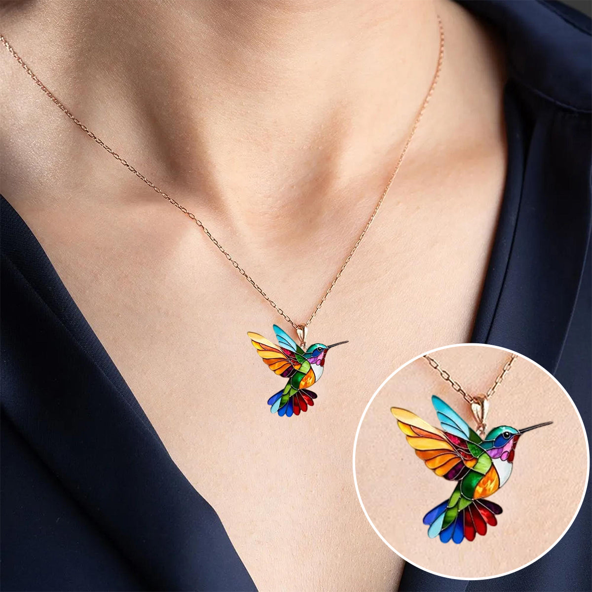 Hermoso Collar de Colibrí con Aretes de Regalo