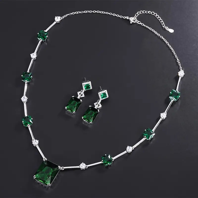 Conjunto de Joyería Esmeralda | Plata