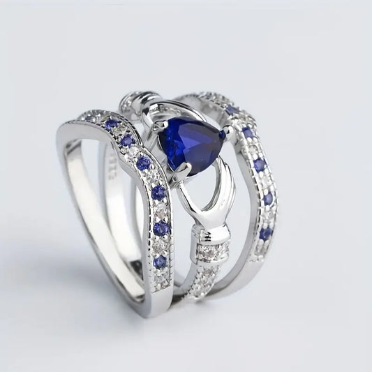 Set de Anillos de Zafiro Eterna | Oro Blanco