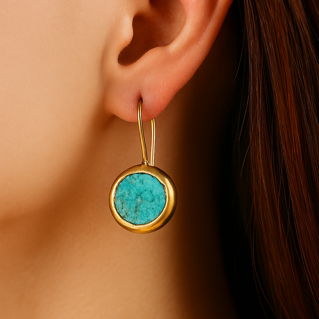 Aretes de Oro con Piedra Turquesa