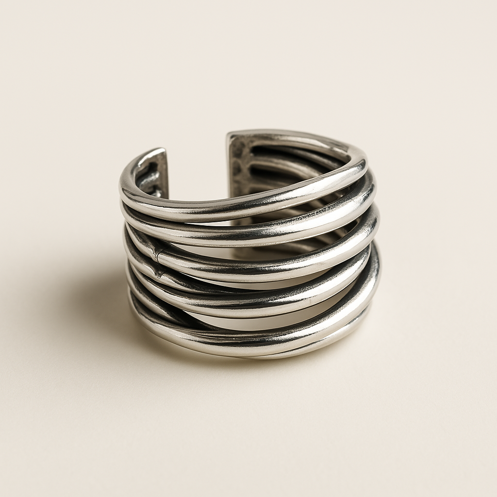 Anillo Ajustable de Plata Esterlina 925 con Capas