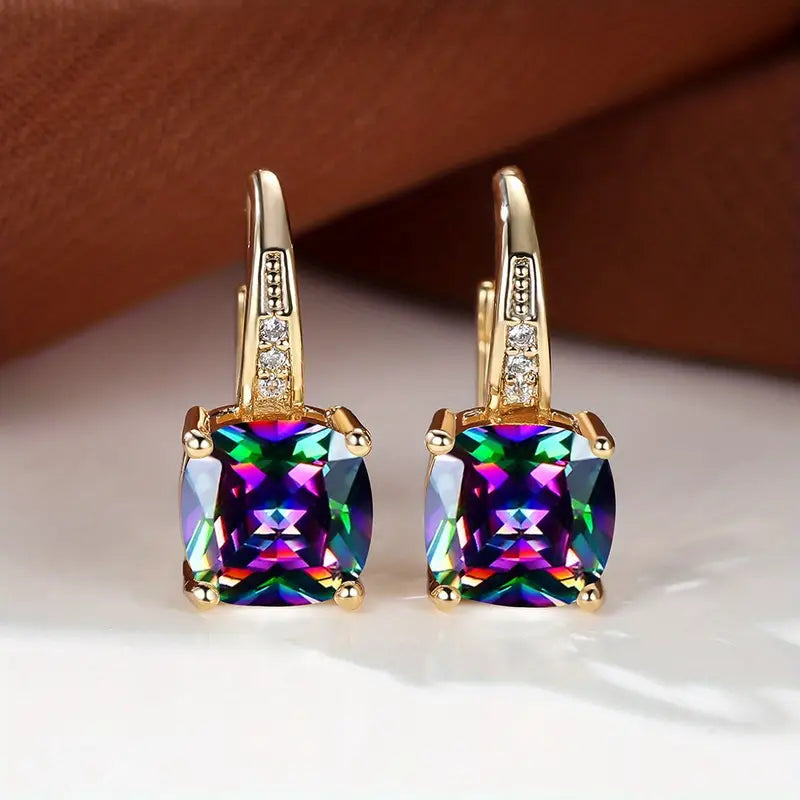 Pendientes Aro con Piedra de Zafiro Mística | Oro