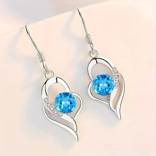 Pendientes Colgantes Corazón Eclipse | Oro Blanco