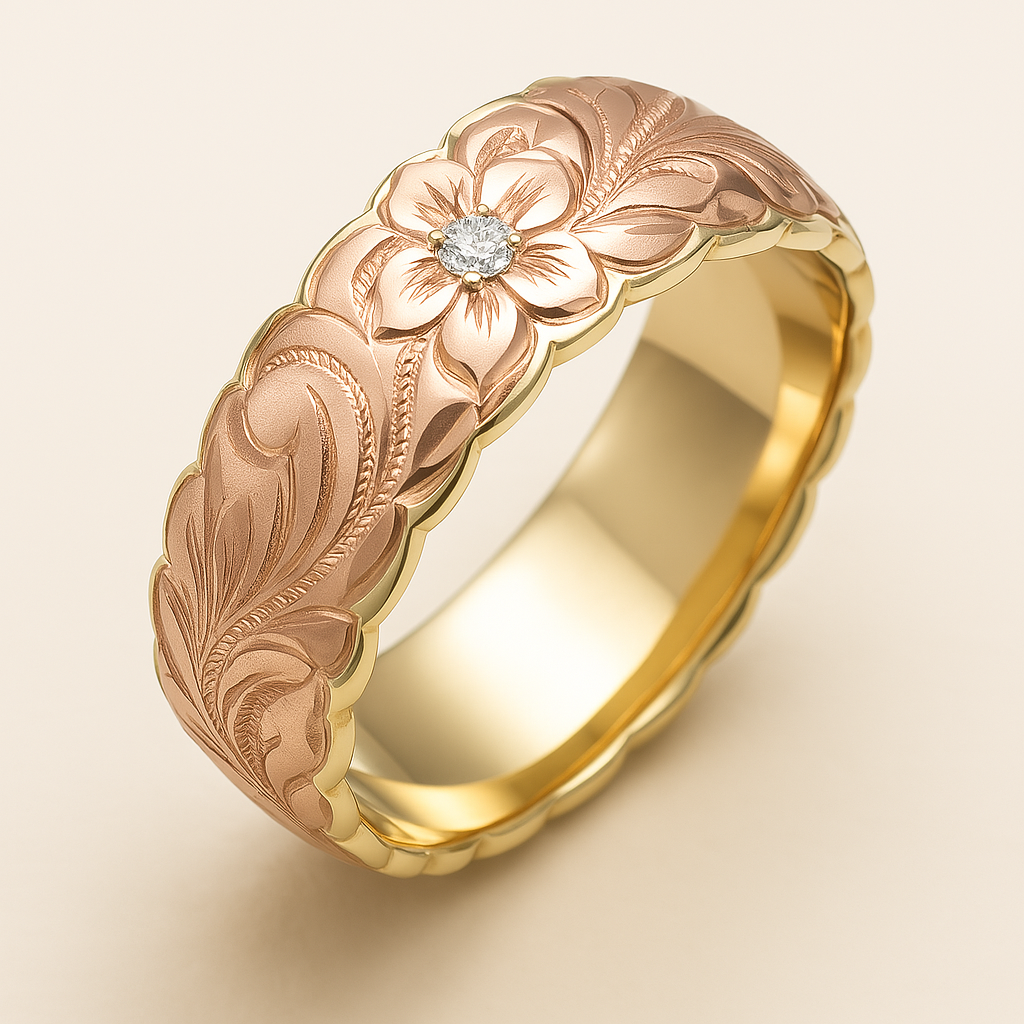 Anillo Vintage de Oro con Flor de Rosa