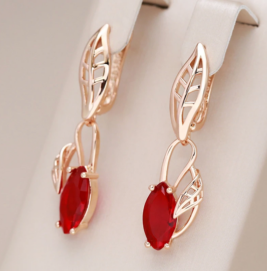 Pendientes Colgantes Elegantes con Cristal Rojo