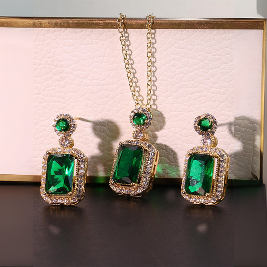 Conjunto de Joyería Esmeralda | Oro