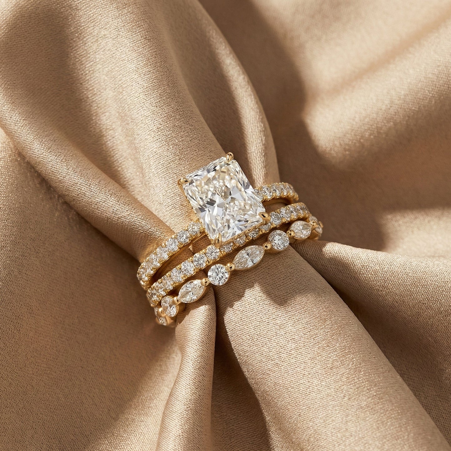 Set de 3 Anillos de Boda | Elegante Set de Anillos para Novias