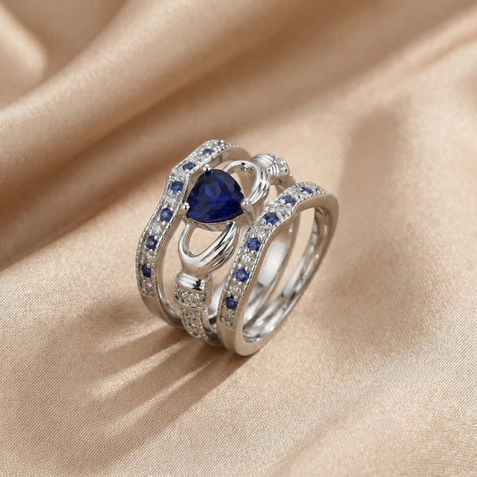 Set de Anillos de Zafiro Eterna | Oro Blanco