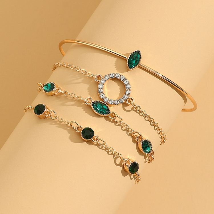 Conjunto de Pulseras Esmeralda | Oro