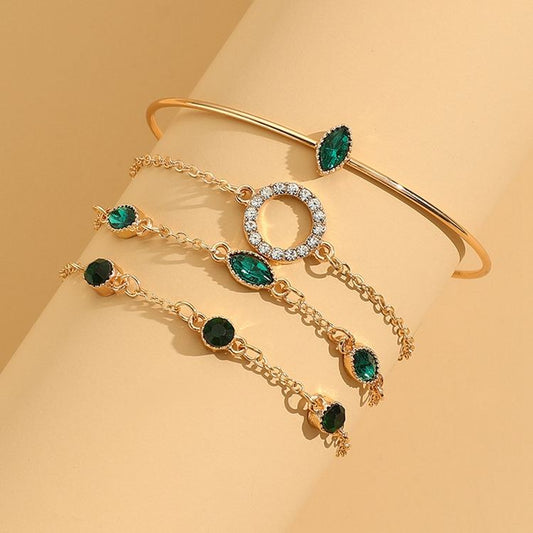Conjunto de Pulseras Esmeralda | Oro