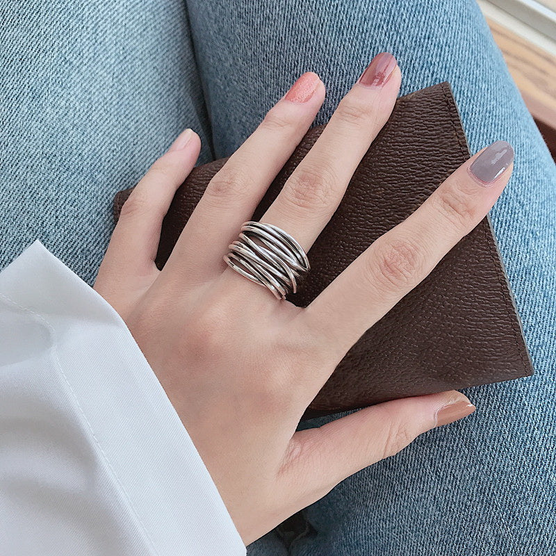 Anillo Ajustable de Plata Esterlina 925 con Capas