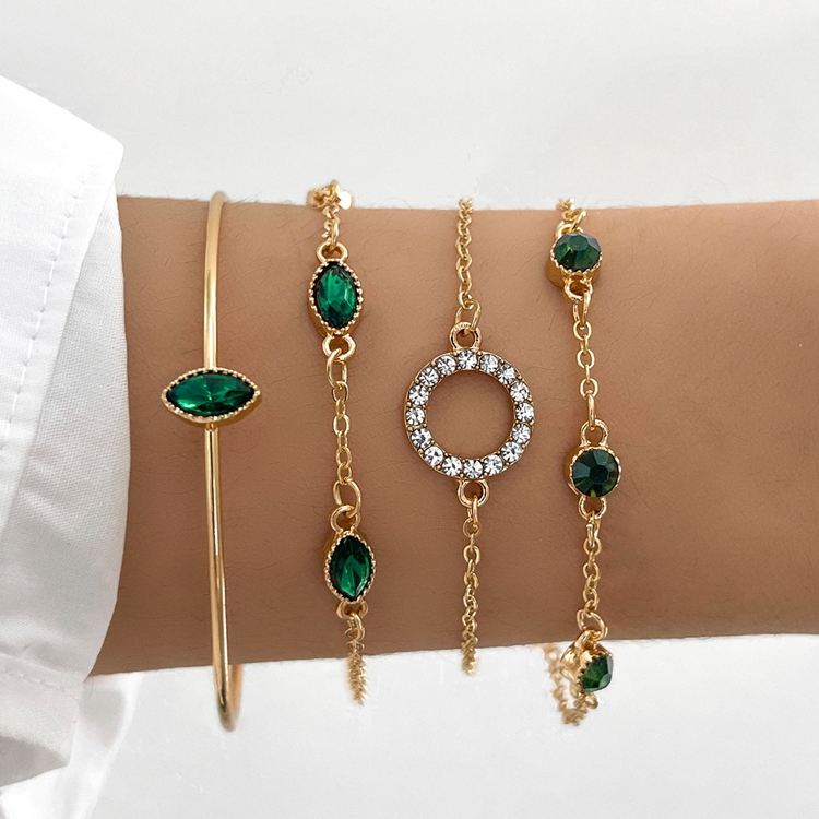Conjunto de Pulseras Esmeralda | Oro