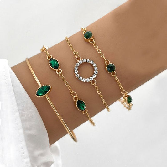 Conjunto de Pulseras Esmeralda | Oro