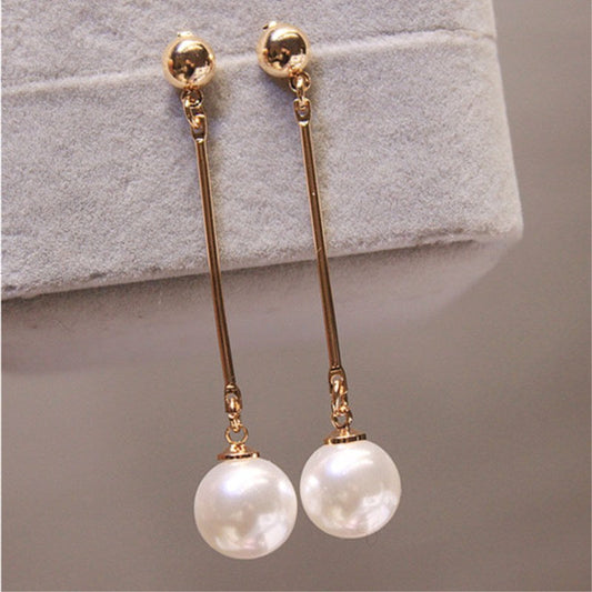 Pendientes Colgantes de Lujo con Perlas Especiales Tejidas a Mano