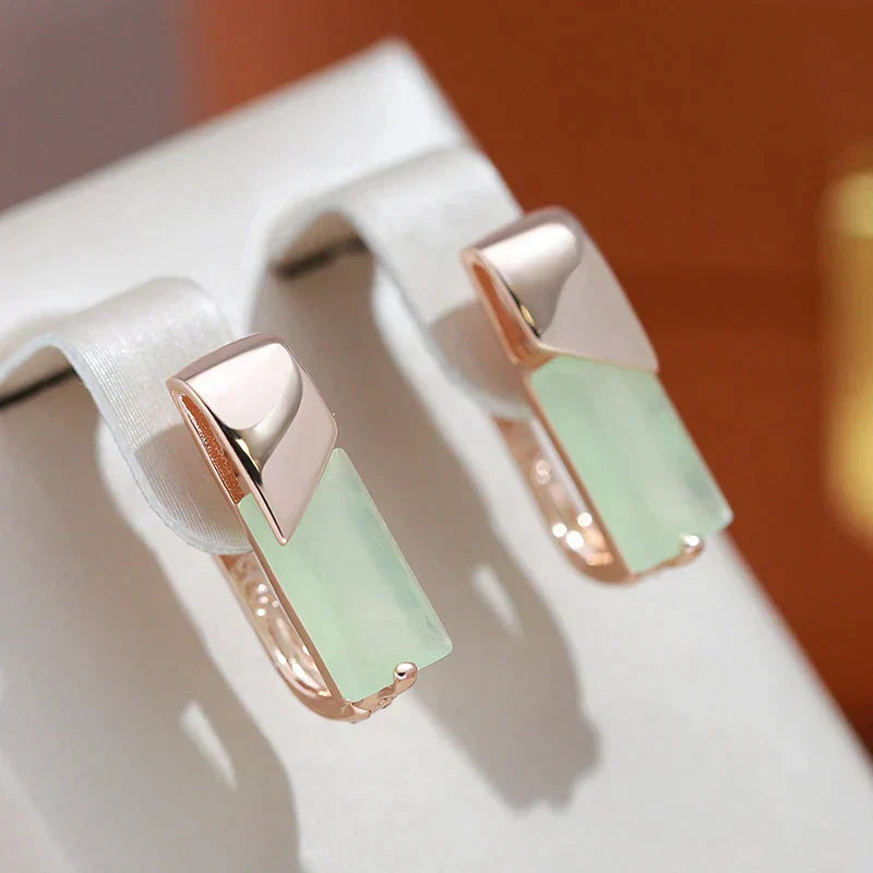 Pendientes Elegantes con Cristal Verde