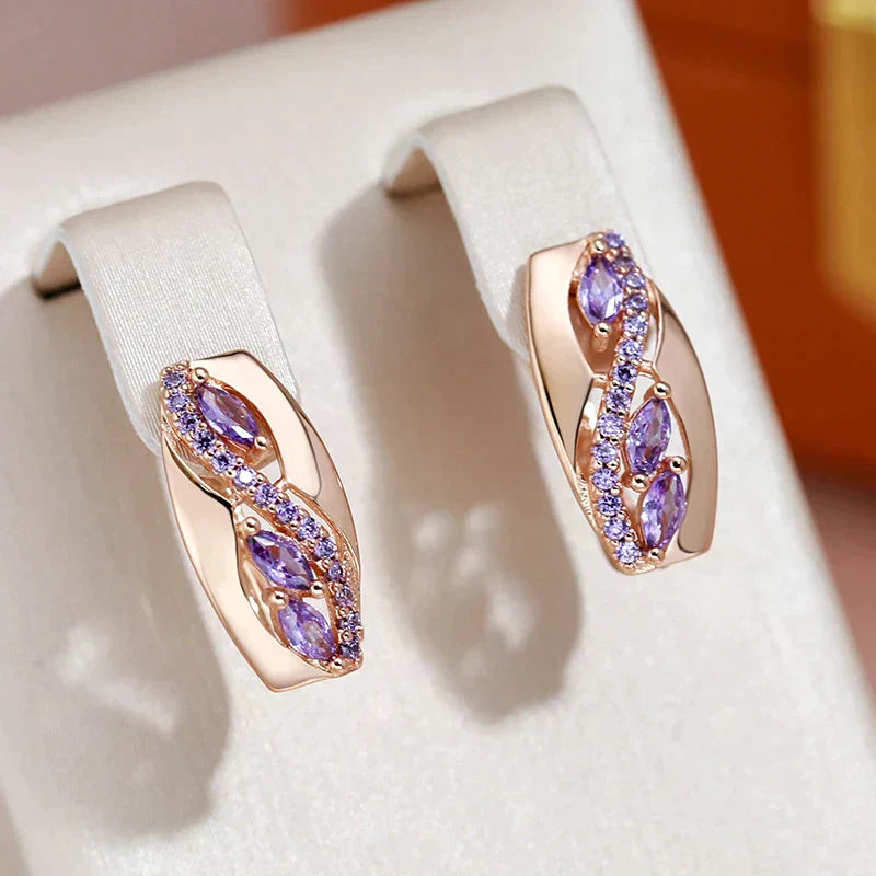 Pendientes Elegantes con Circonia Morada
