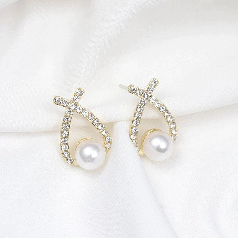 Pendientes de Perla con Brillo