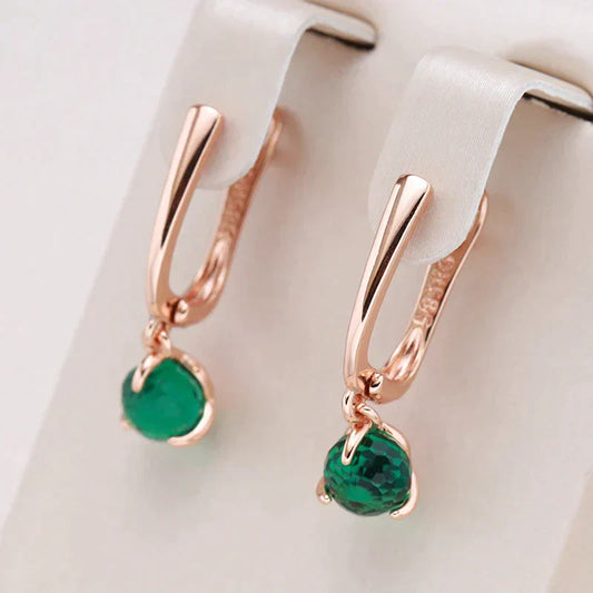 Pendientes Elegantes con Cristales Verdes en Oro
