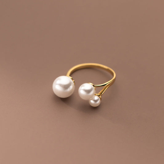 Anillo ajustable de perlas de agua dulce