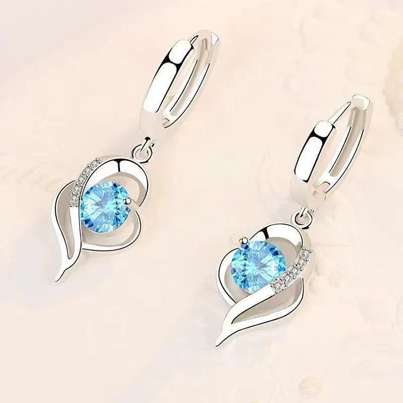 Pendientes Colgantes Corazón Eclipse | Oro Blanco