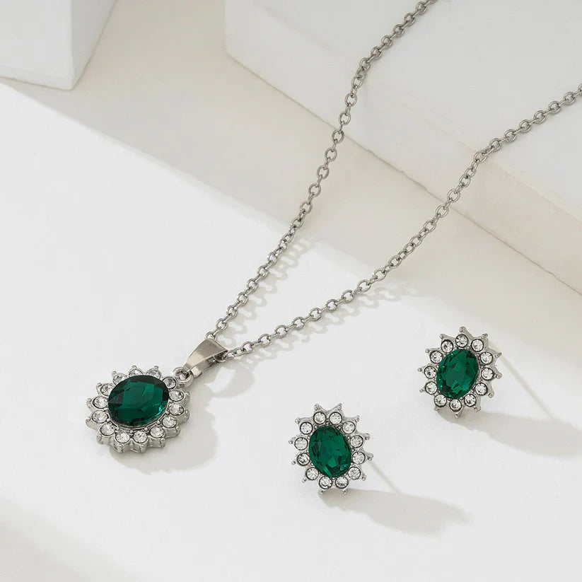 Conjunto de Joyería Esmeralda | Plata