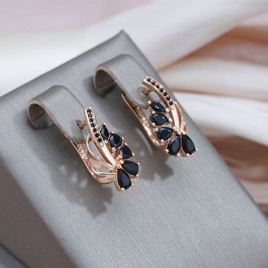 Pendientes Elegantes con Cristal Negro