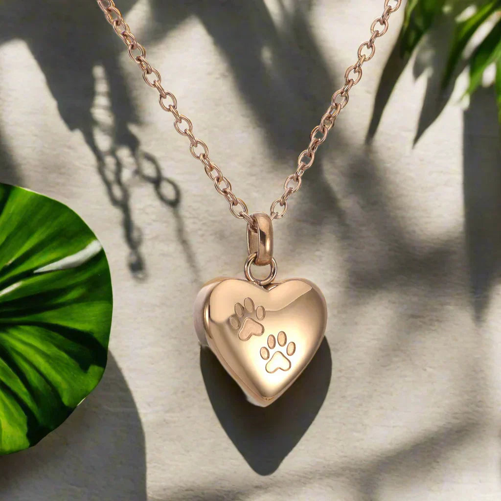 Collar conmemorativo para mascotas – Colgante en forma de corazón con huella