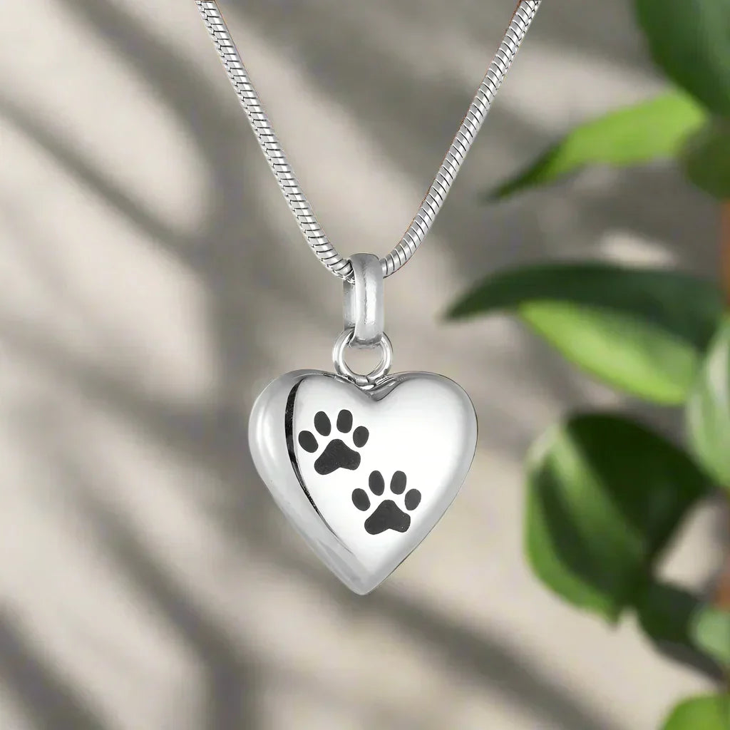 Collar conmemorativo para mascotas – Colgante en forma de corazón con huella