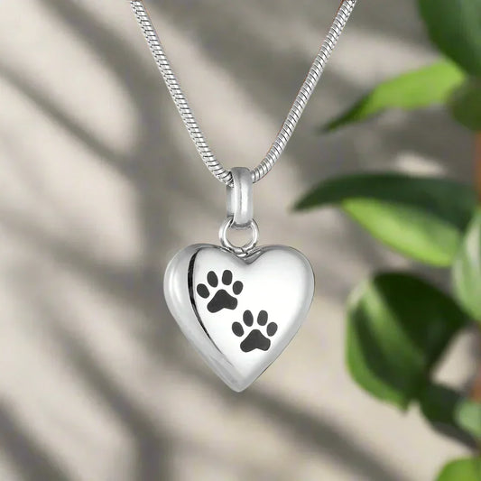 Collar conmemorativo para mascotas – Colgante en forma de corazón con huella