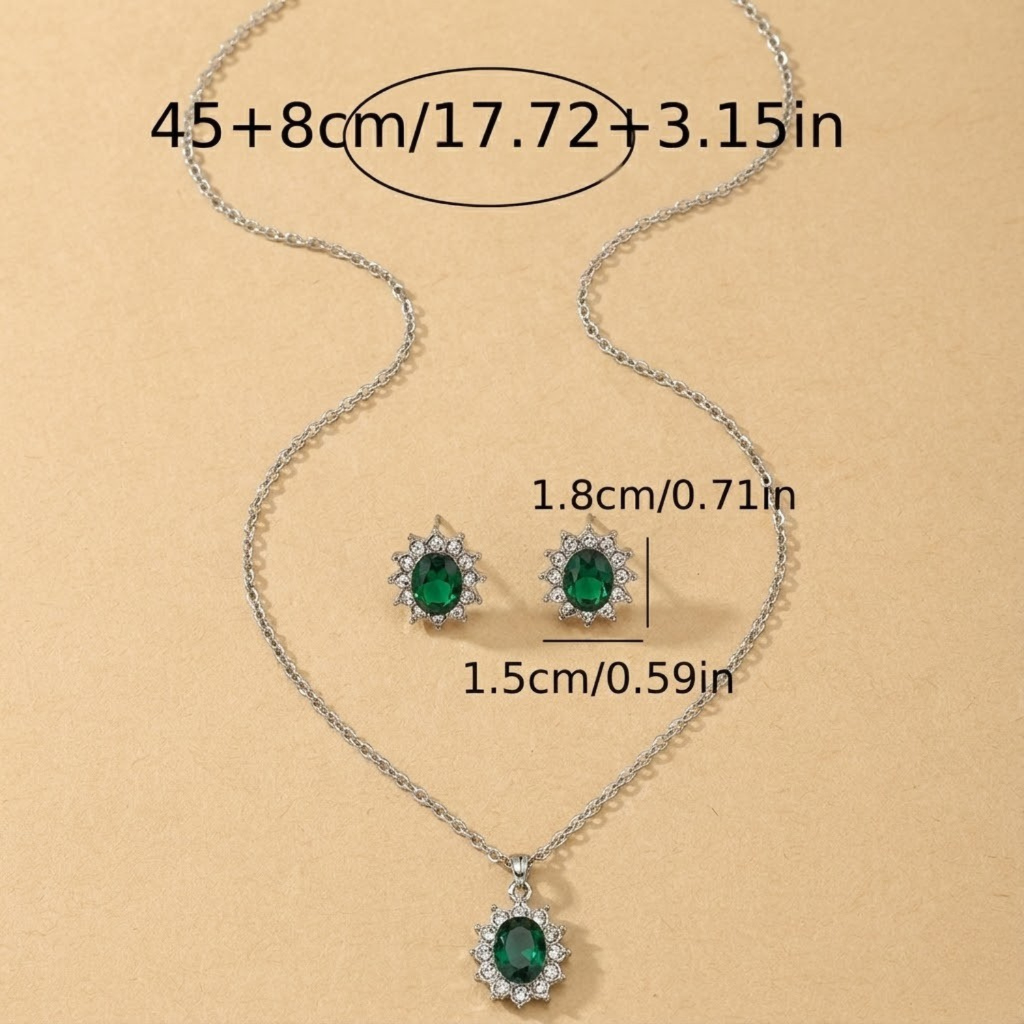Conjunto de Joyería Esmeralda | Plata