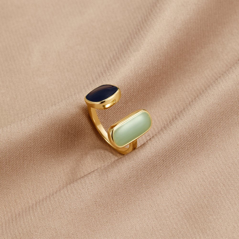 Anillo Envuelto de Doble Piedra