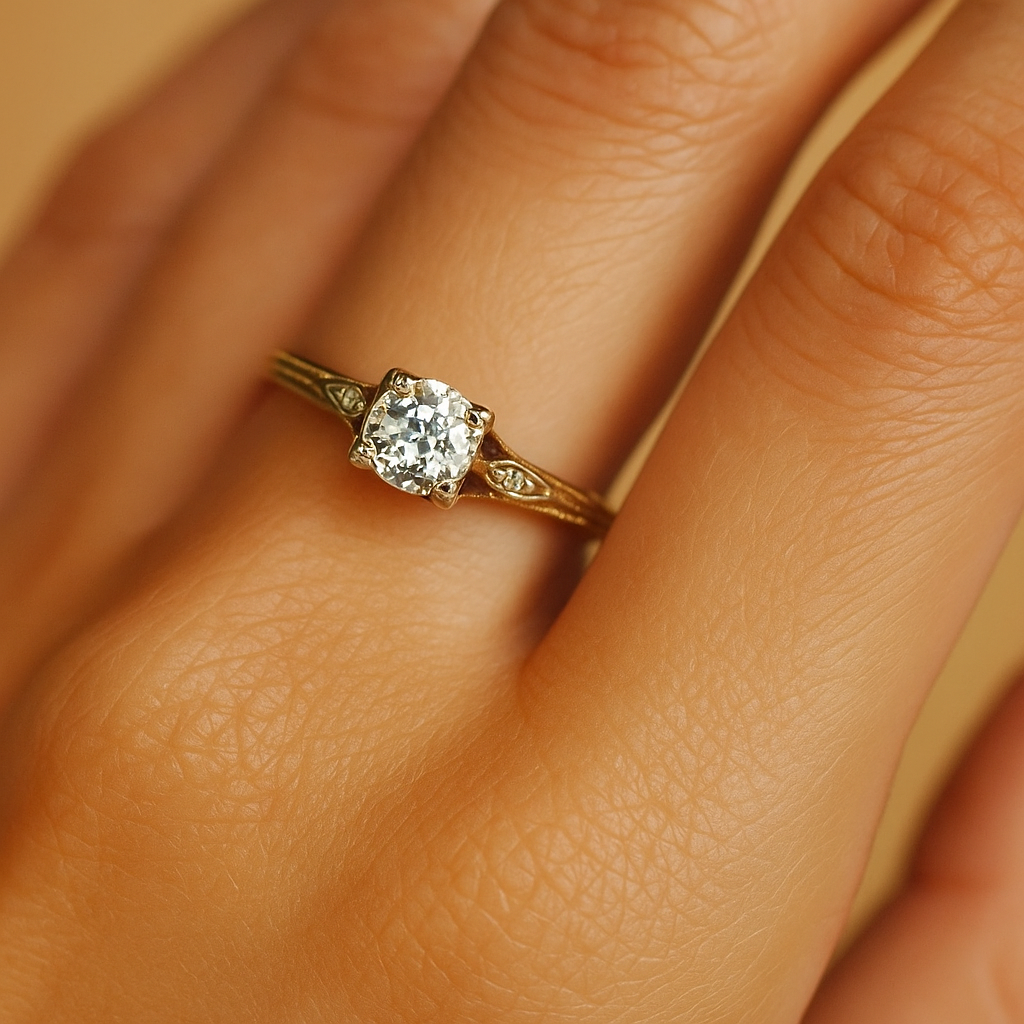 Anillo Vintage de Oro Fino con Circonia